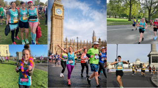 Aline, Anna, Malika, Roshni, Calypso and Josephine are all proud to be running for women survivors of war! Credit: Women for Women International